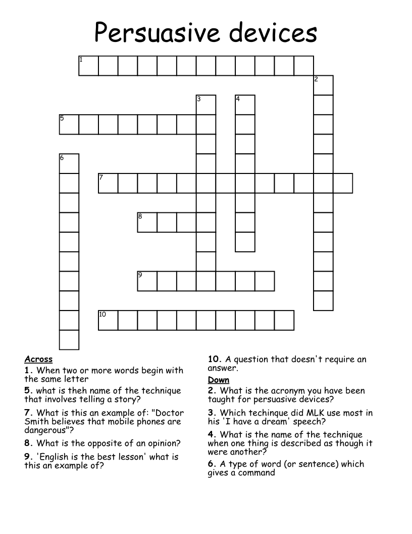 Persuasive devices Crossword