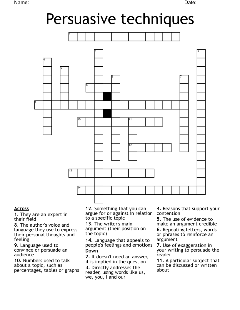 Persuasive techniques Crossword