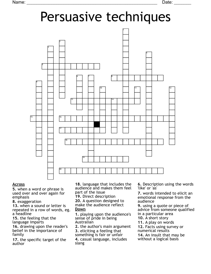 Persuasive techniques Crossword