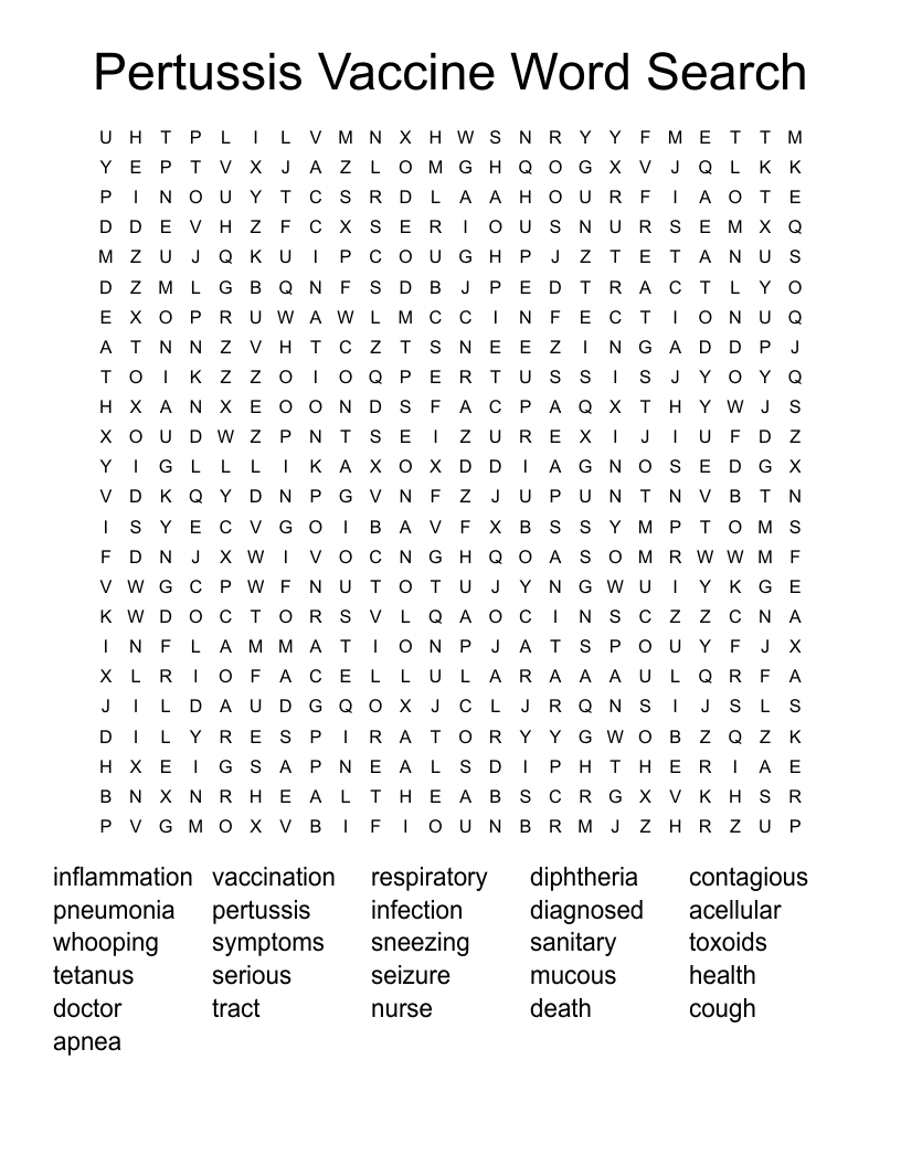 Pertussis Vaccine Word Search