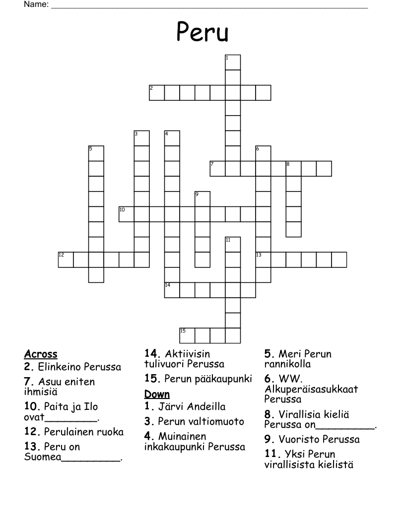 Peru Crossword