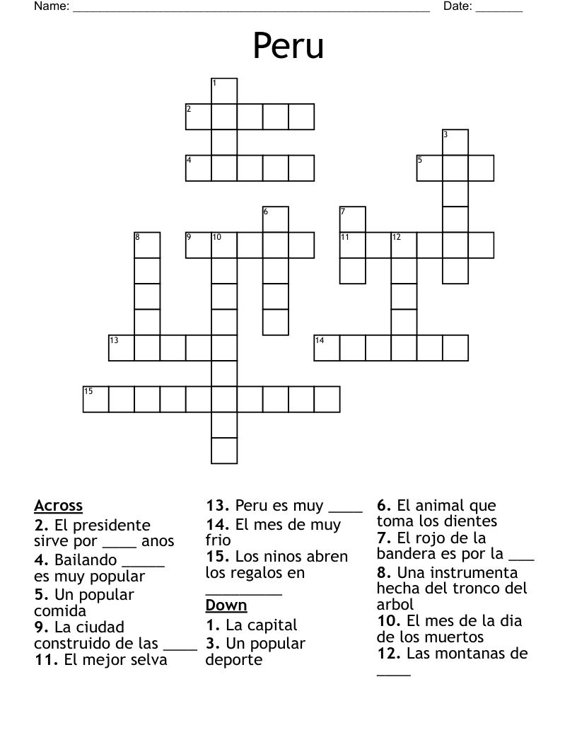 Peru Crossword