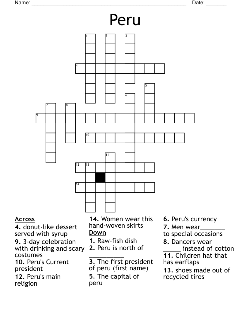 Peru Crossword