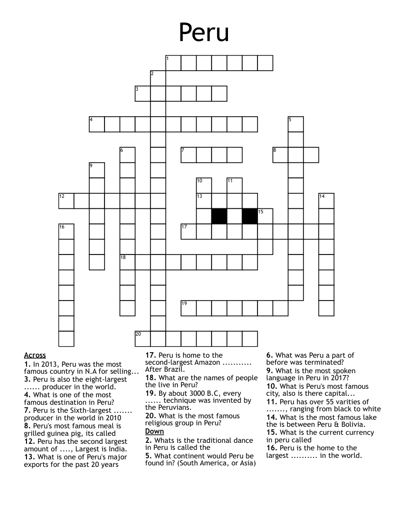 Peru Crossword