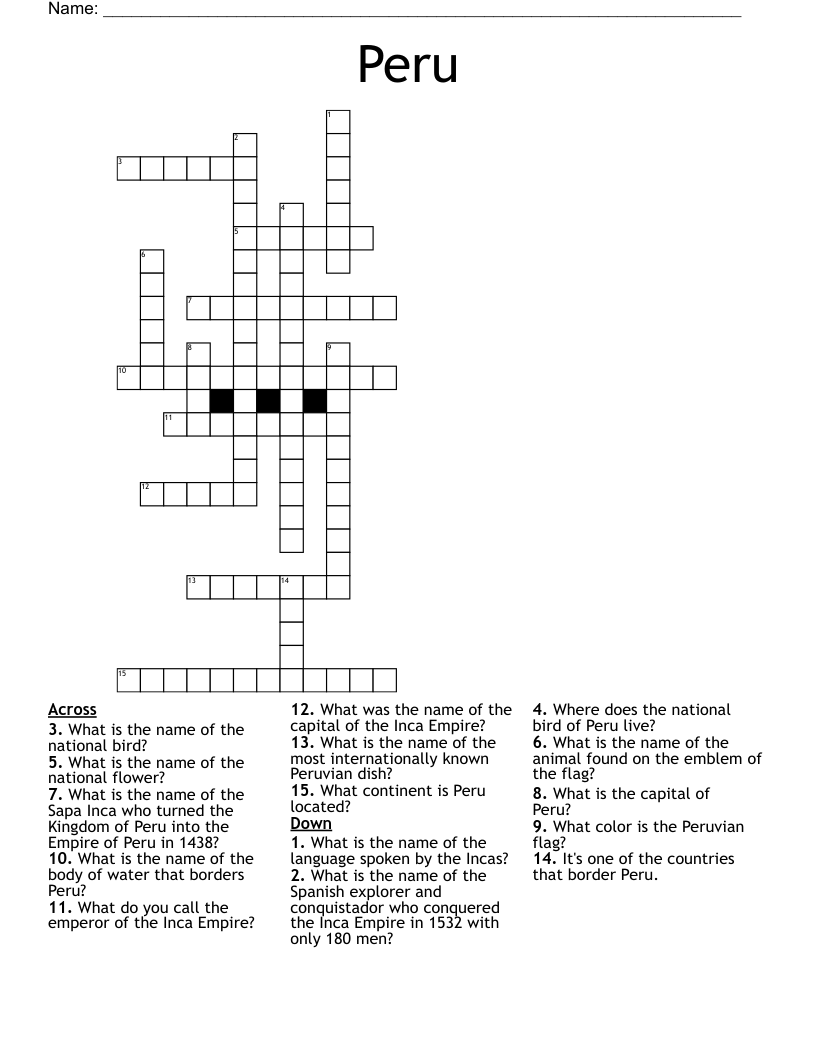 Peru Crossword
