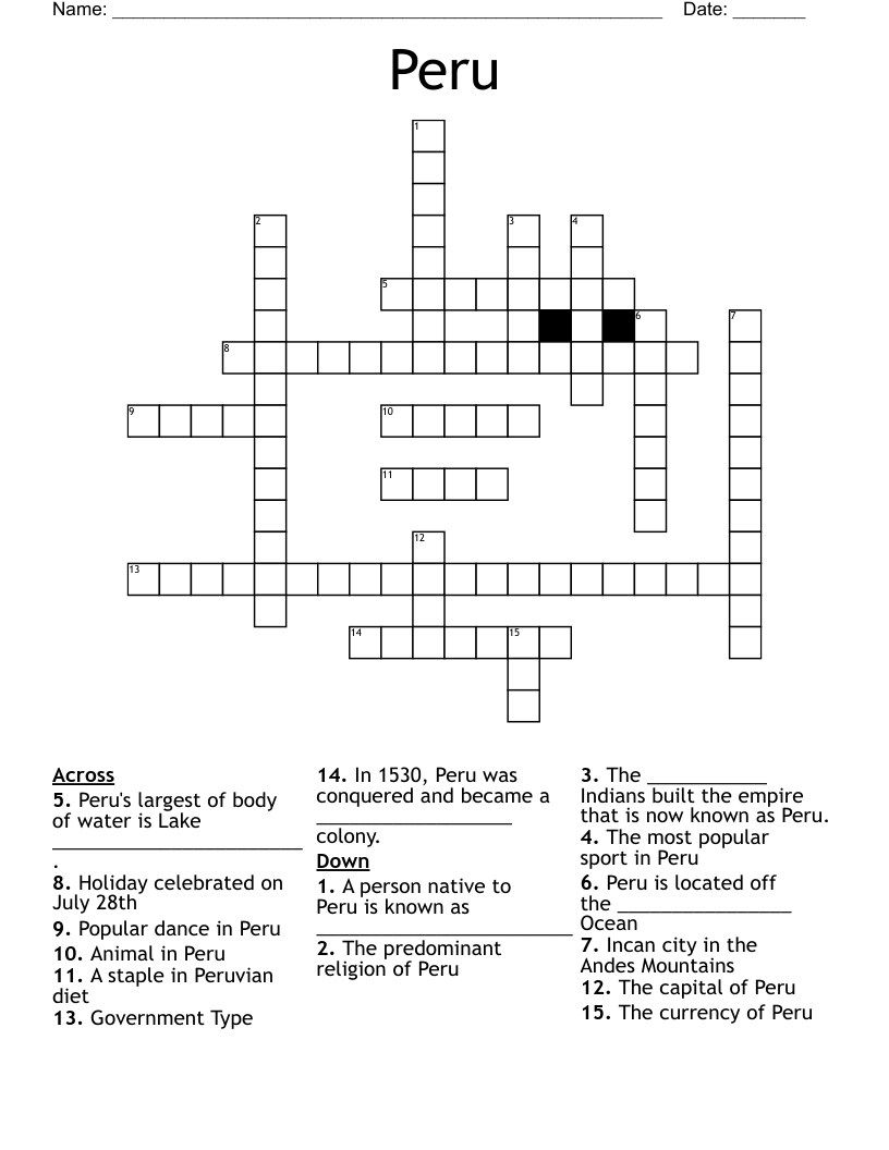 Peru Crossword