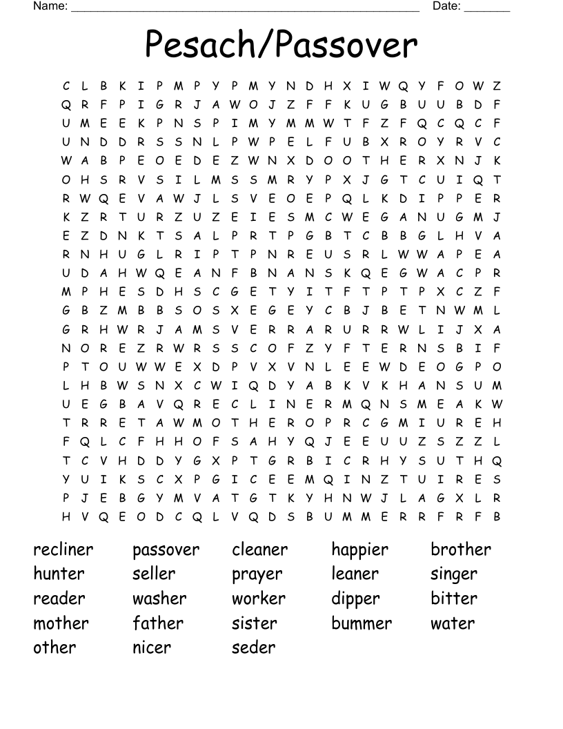 Pesach/Passover Word Search