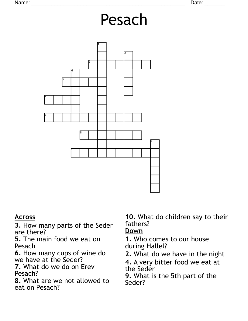 Pesach Crossword