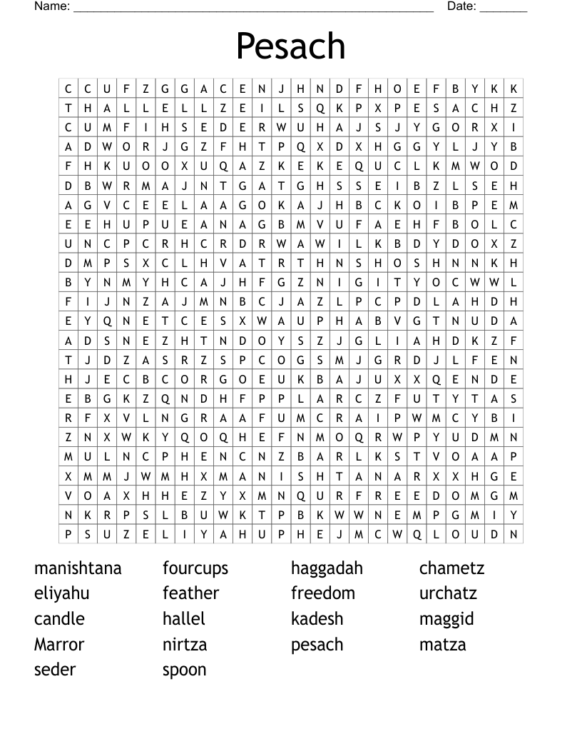 Pesach Word Search