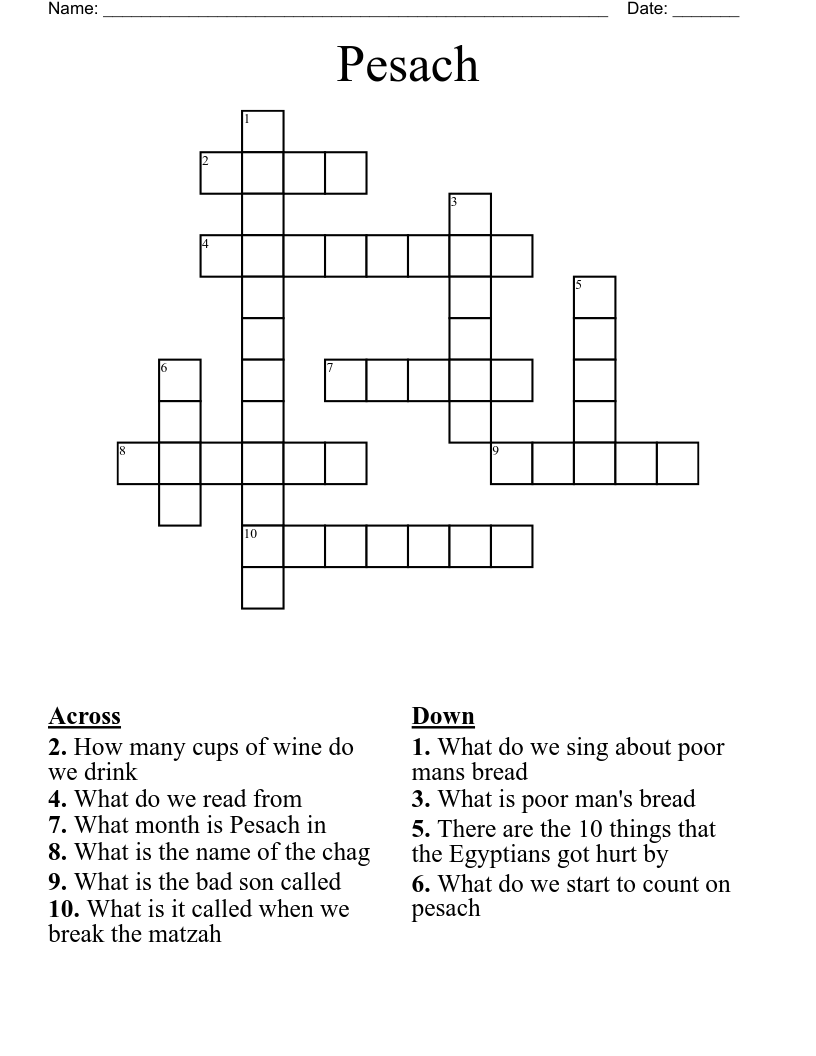 Pesach Crossword