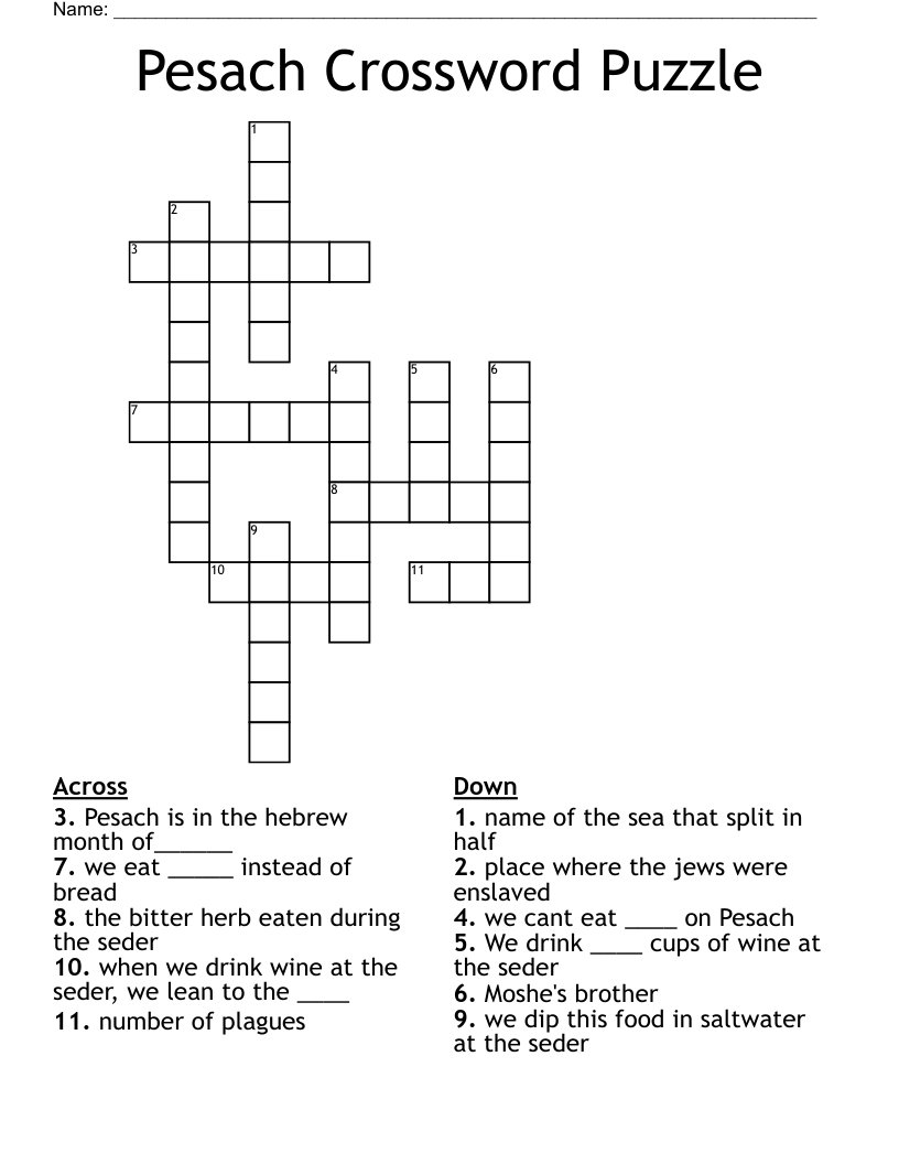 Pesach Crossword Puzzle