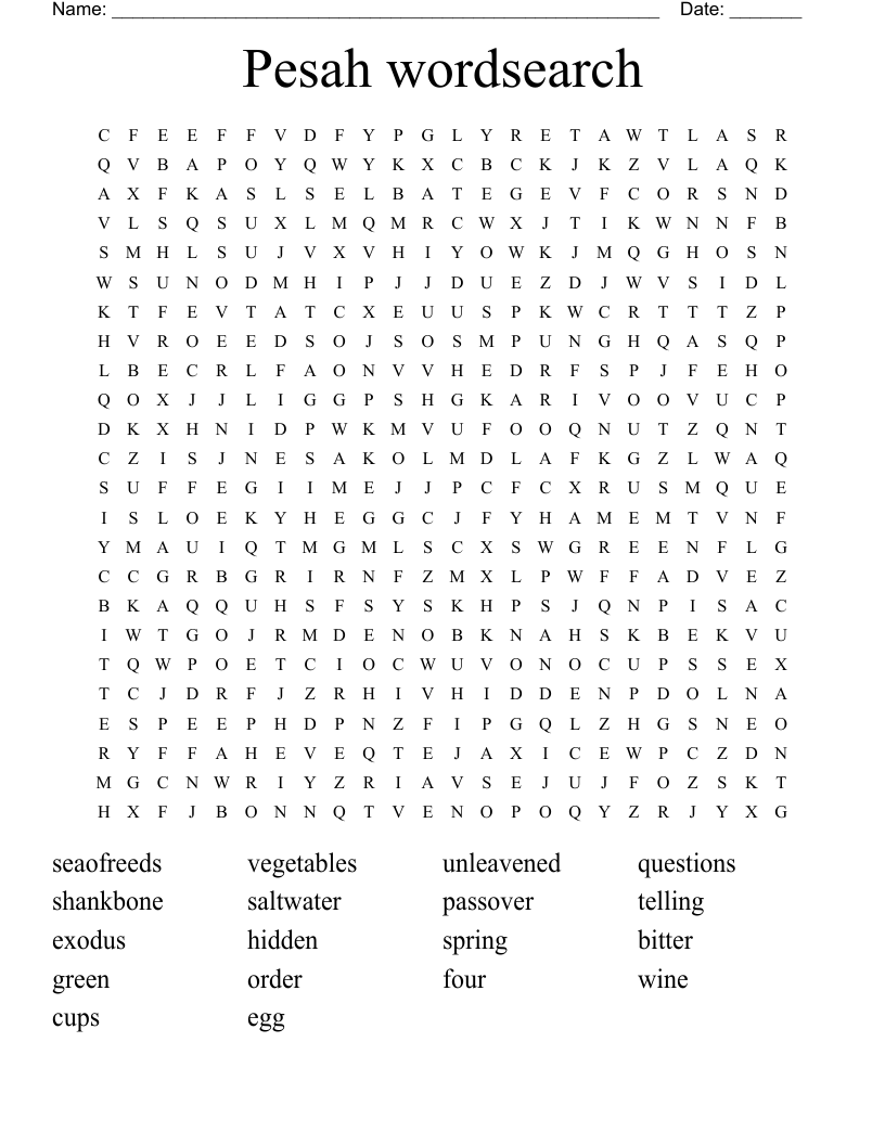 Pesah wordsearch