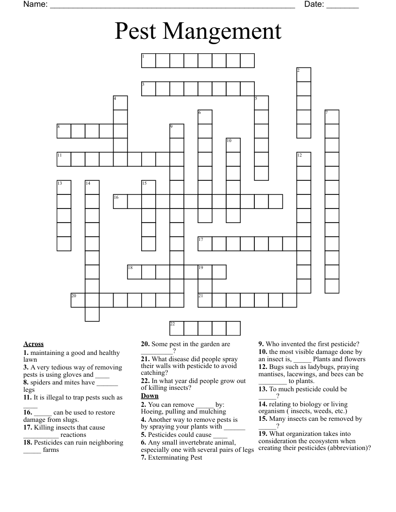 Pest Mangement  Crossword