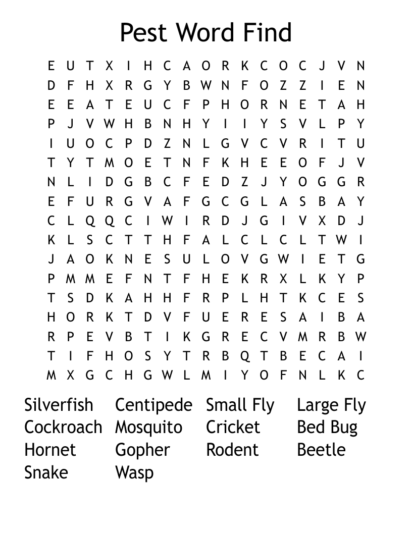 Pest Word Find Word Search