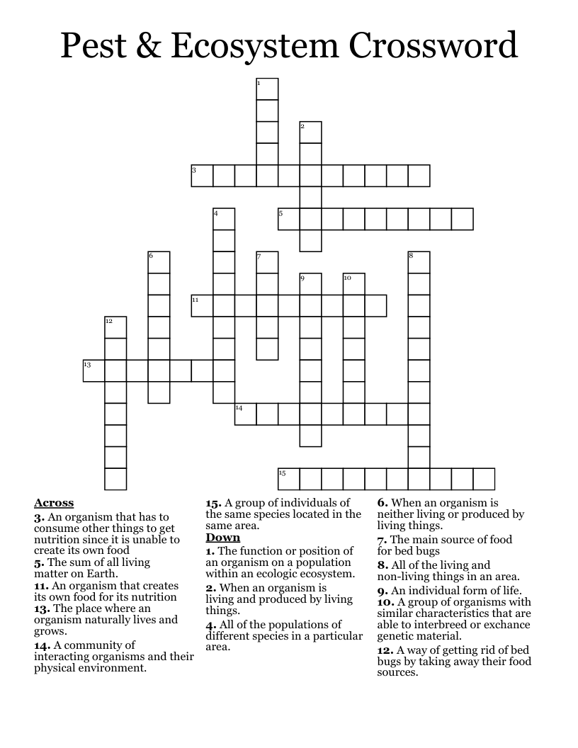 Pest & Ecosystem Crossword