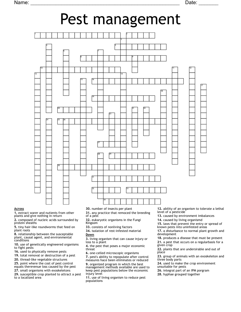 Pest management Crossword