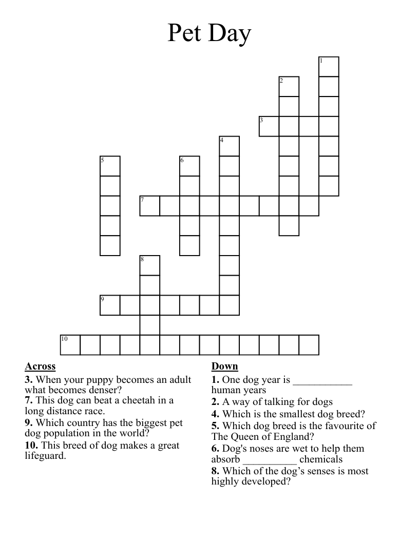 Pet Day Crossword