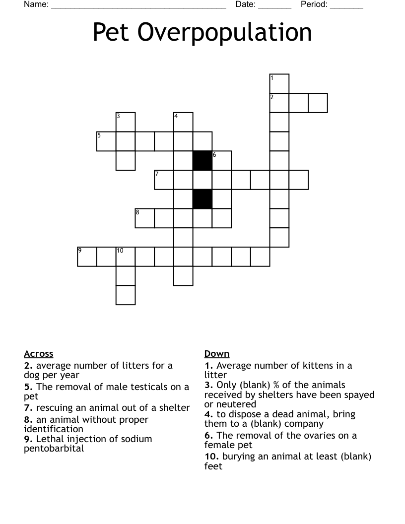 Pet Overpopulation Crossword