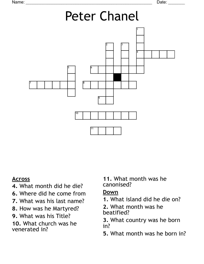 Peter Chanel Crossword