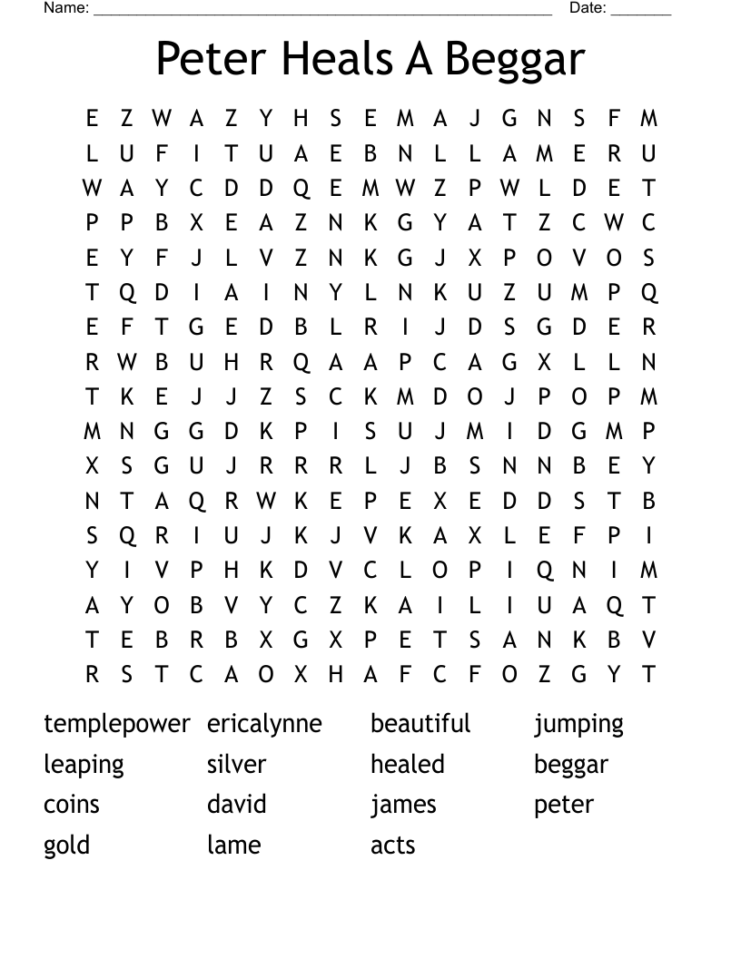 Peter Heals A Beggar Word Search