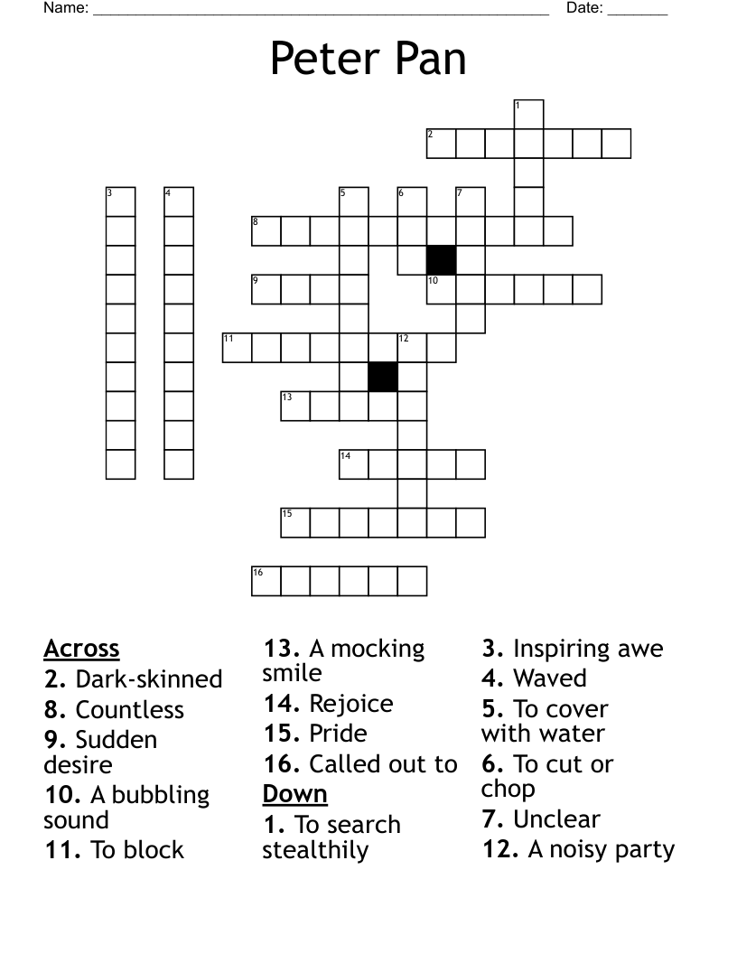 Peter Pan Crossword