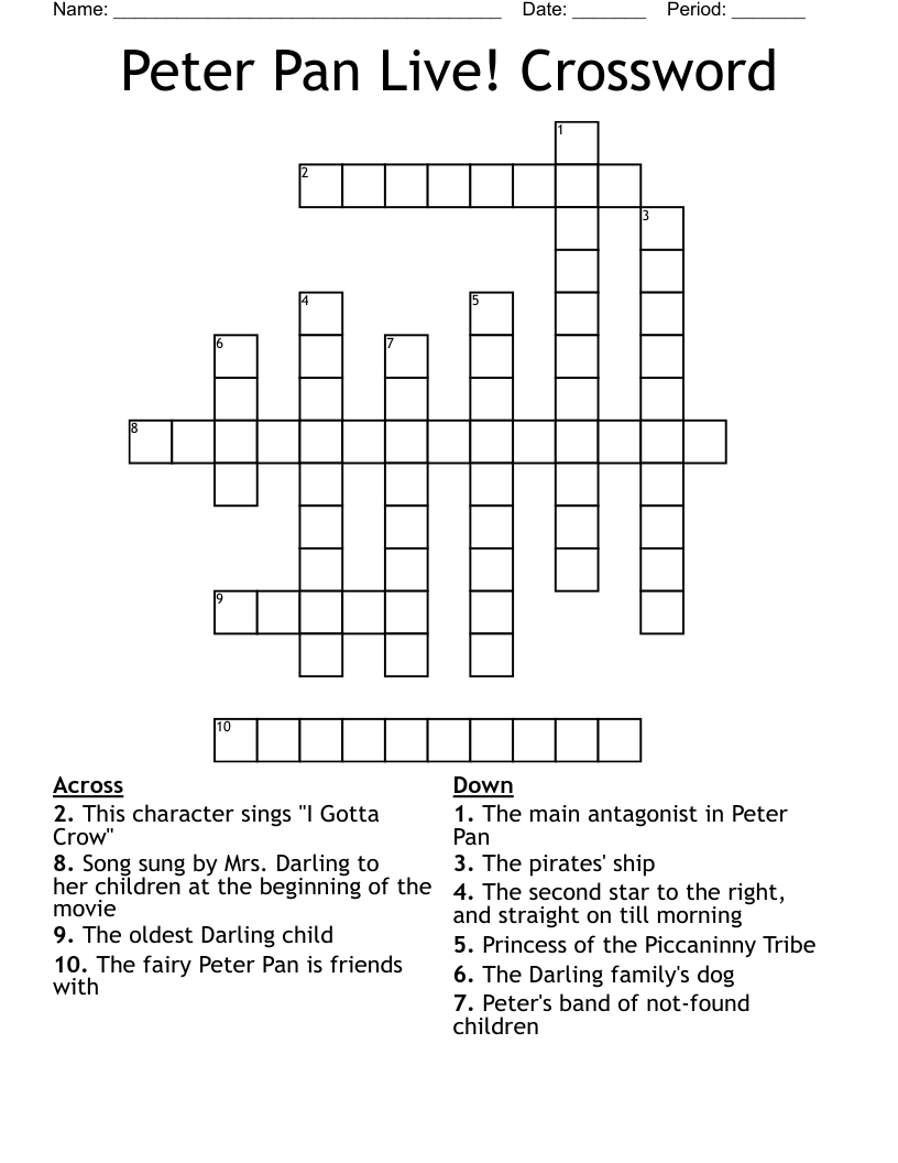 Peter Pan Live! Crossword