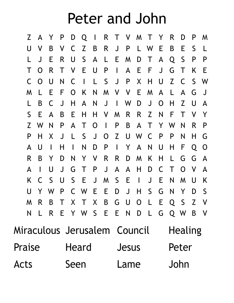 Peter and John Word Search