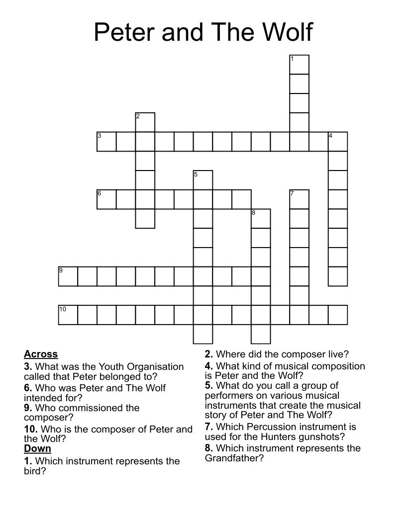 Peter and The Wolf Crossword