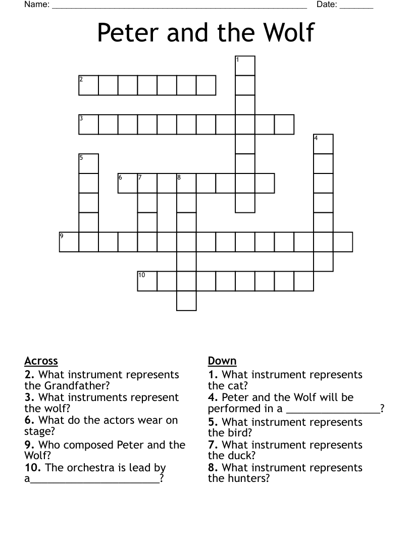 Peter and the Wolf Crossword