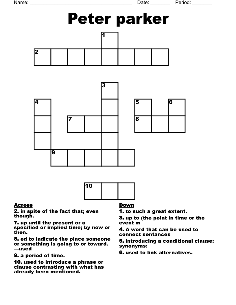 Peter parker Crossword