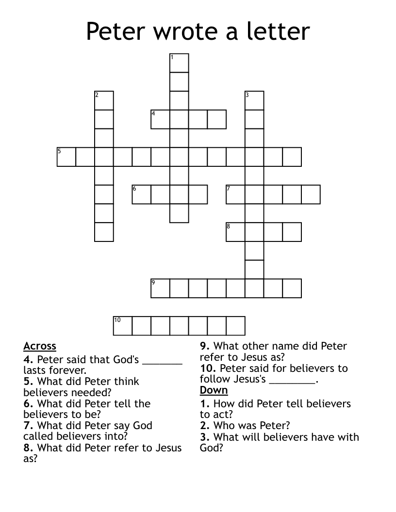 Peter wrote a letter Crossword