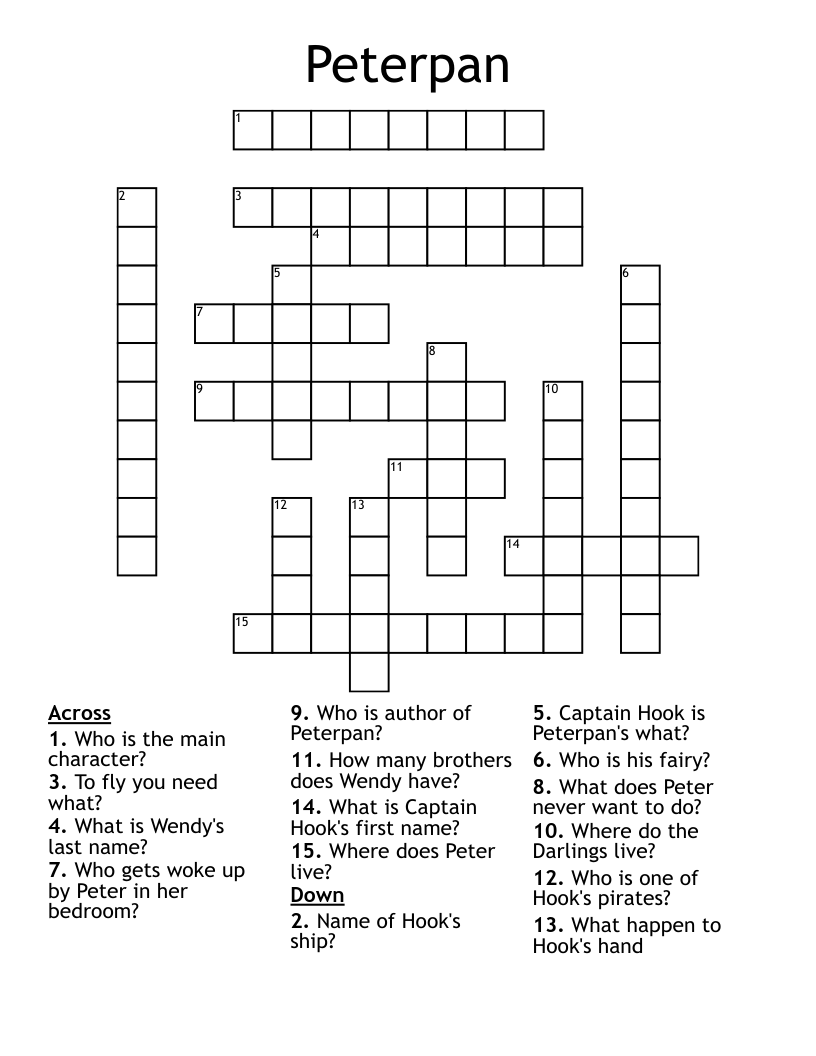 Peterpan Crossword