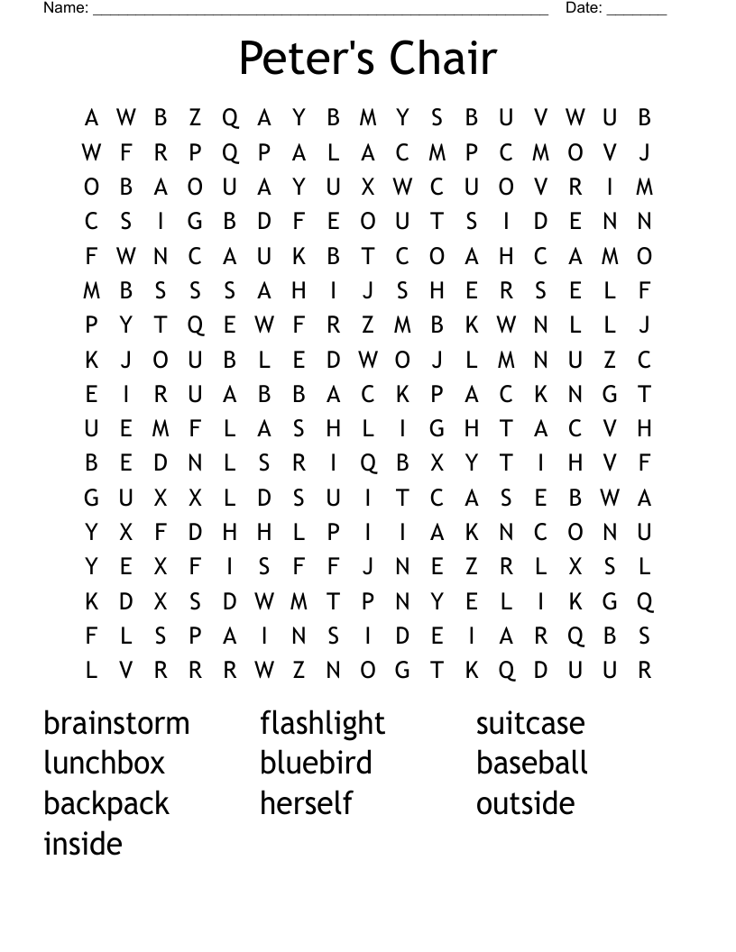 Peter's Chair Word Search