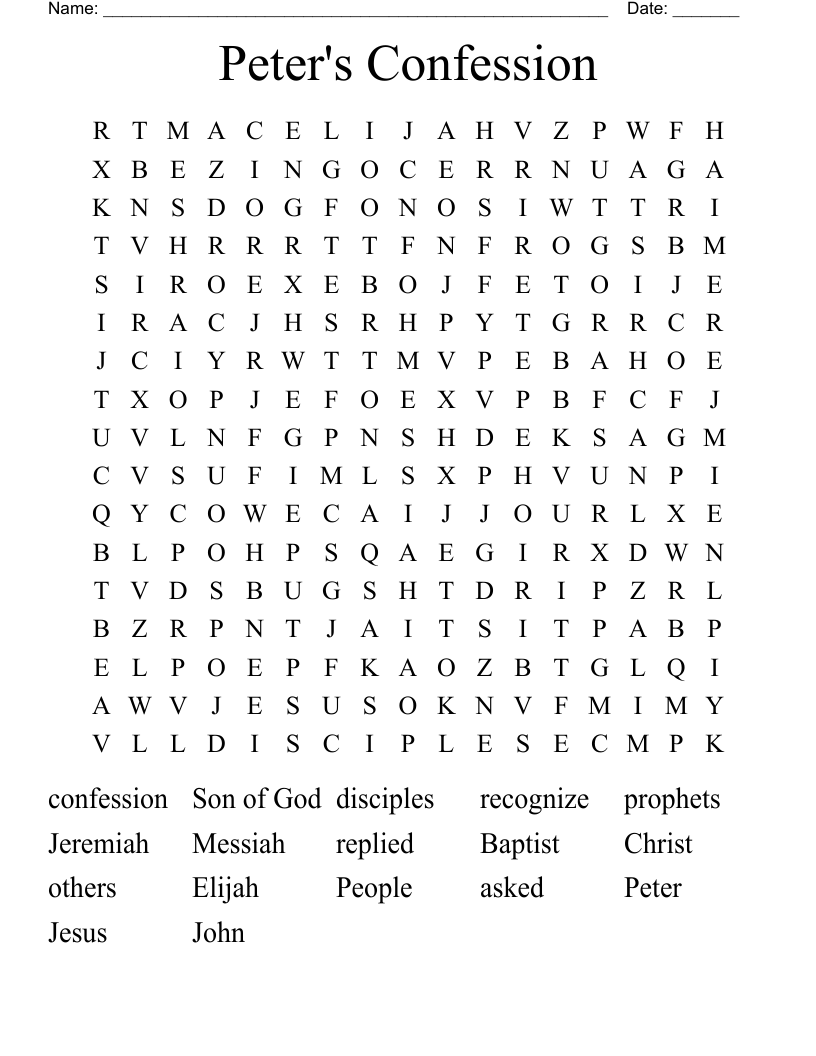 Peter's Confession Word Search