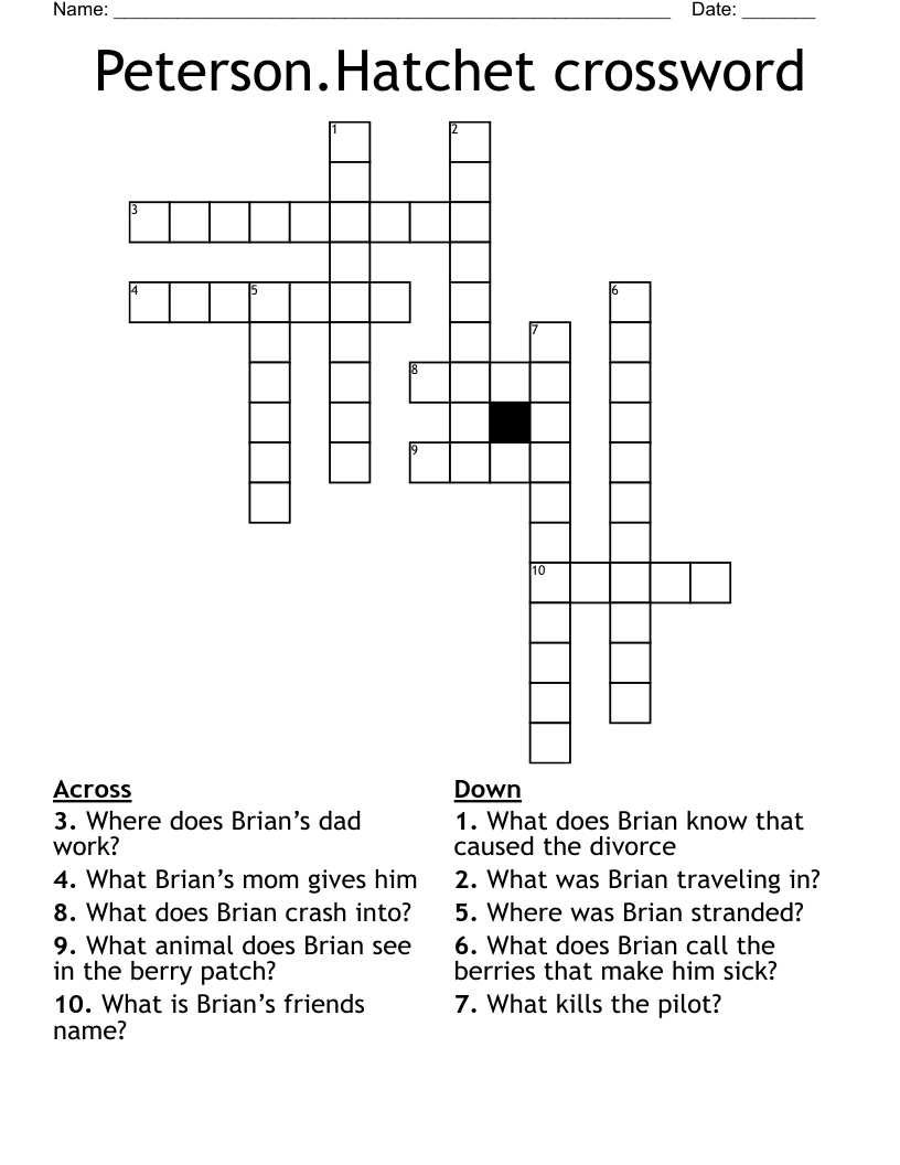 Peterson.Hatchet crossword