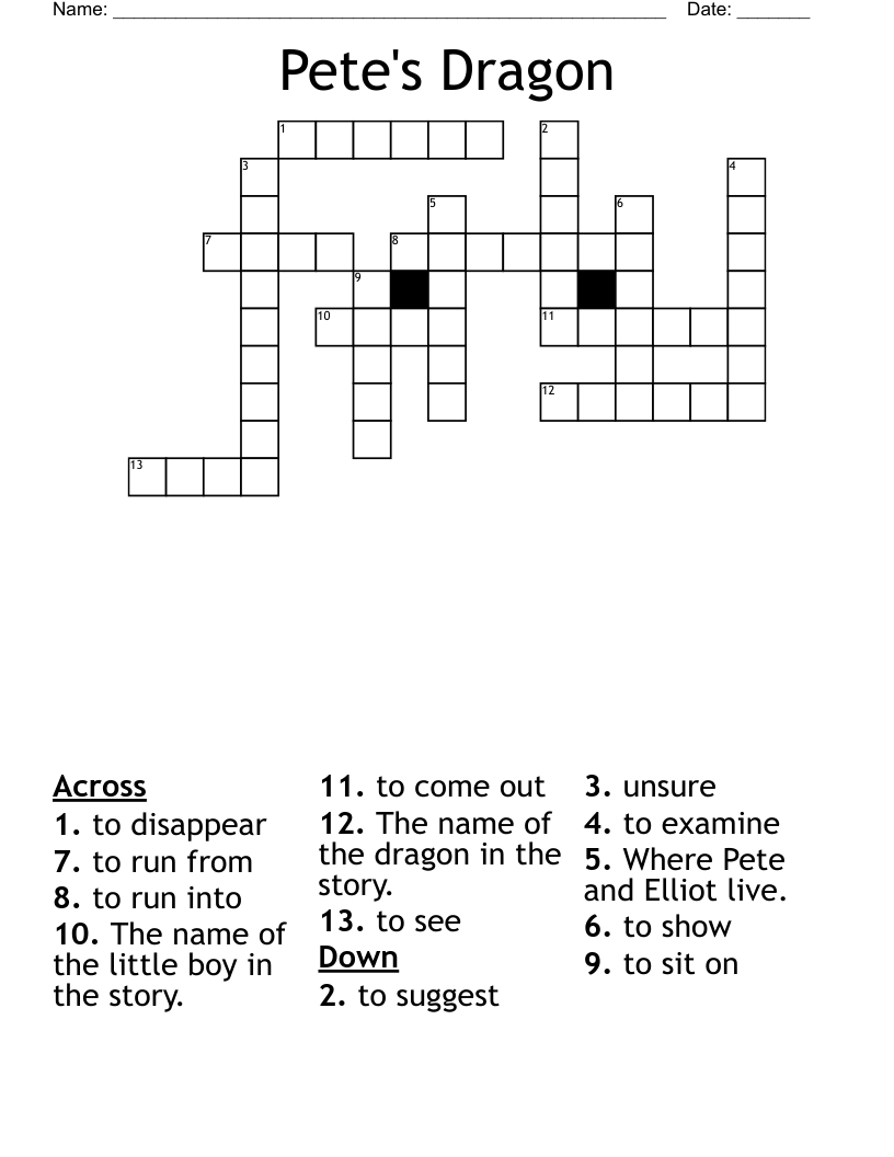 Pete's Dragon Crossword