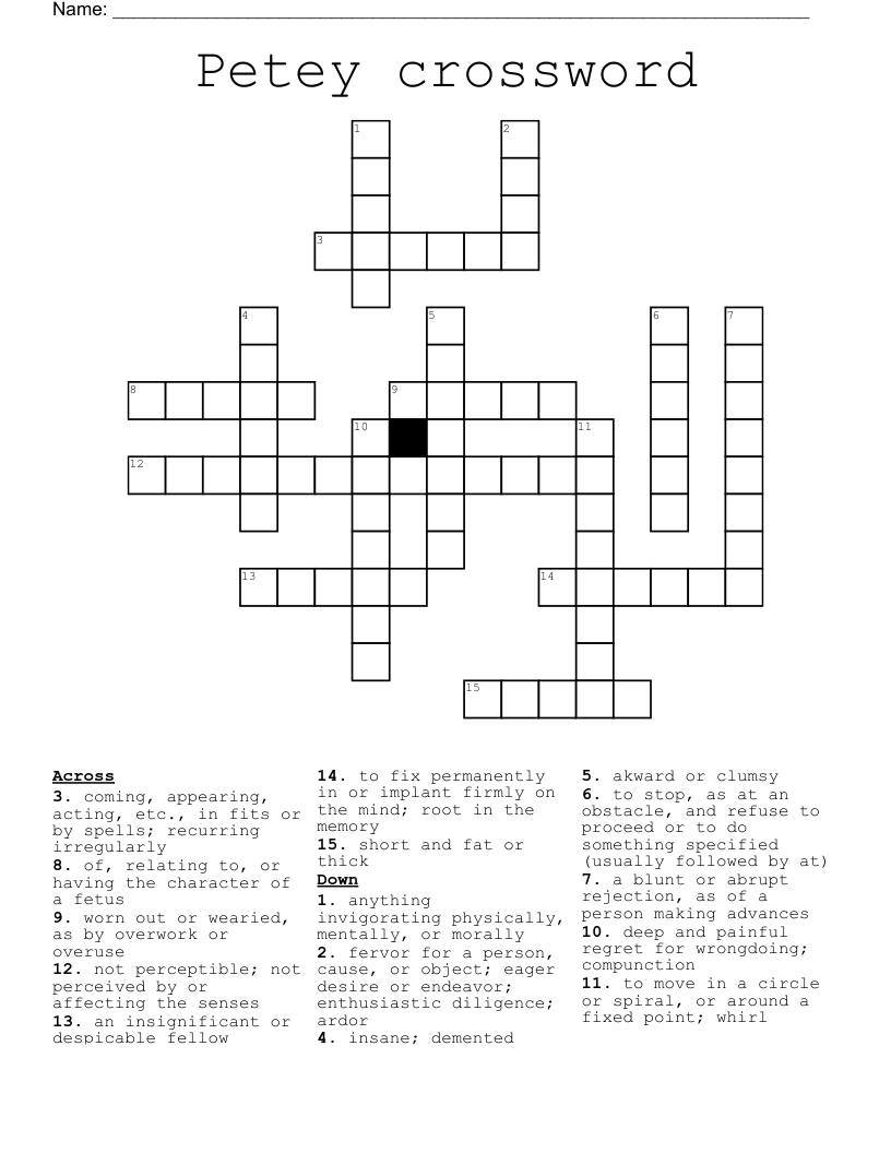 Petey crossword    