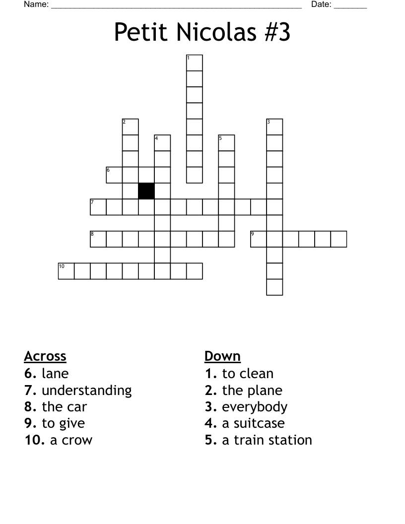 Petit Nicolas #3 Crossword