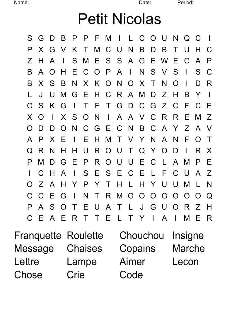 Petit Nicolas Word Search