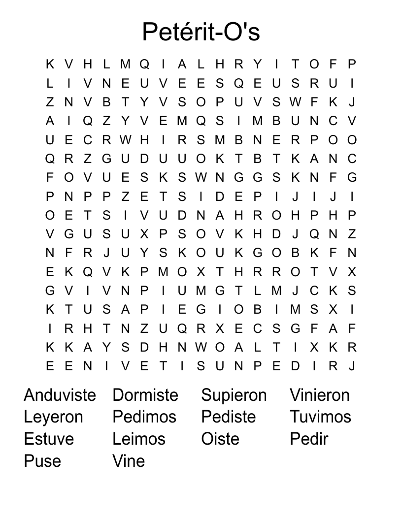 Petérit-O's Word Search