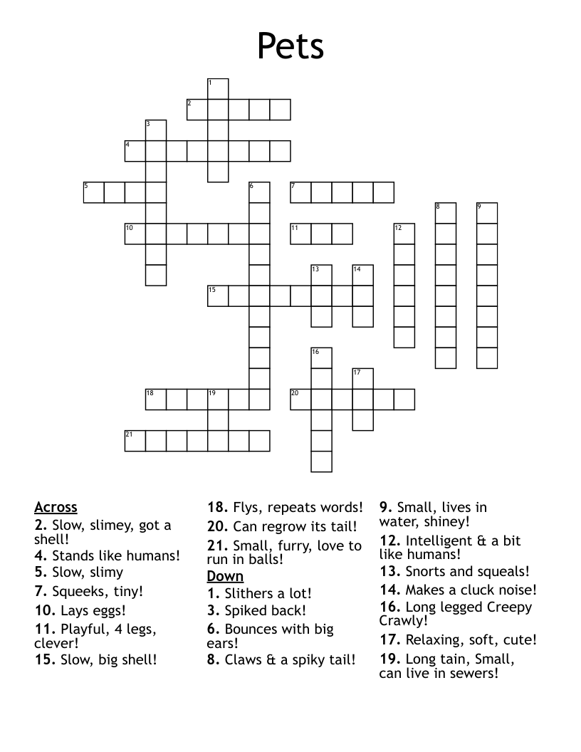 Pets Crossword