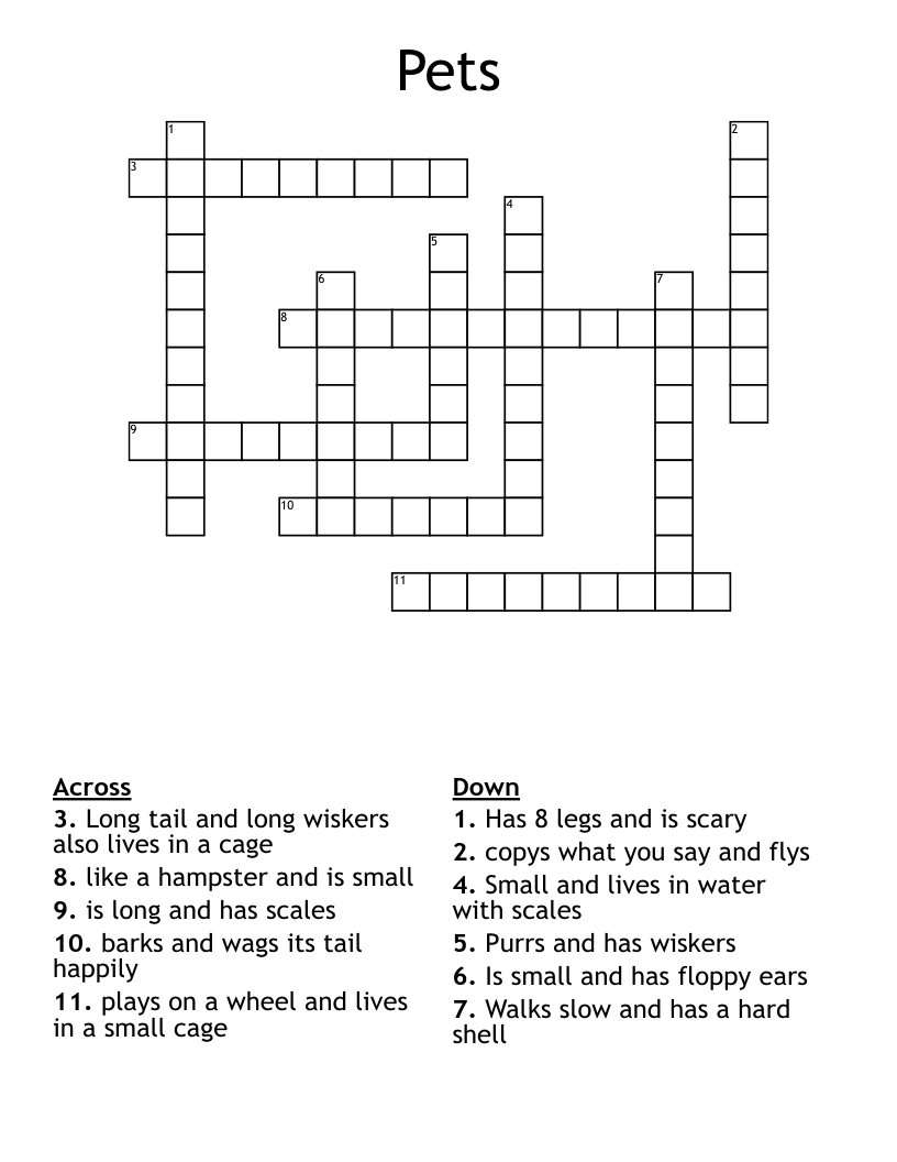 Pets Crossword