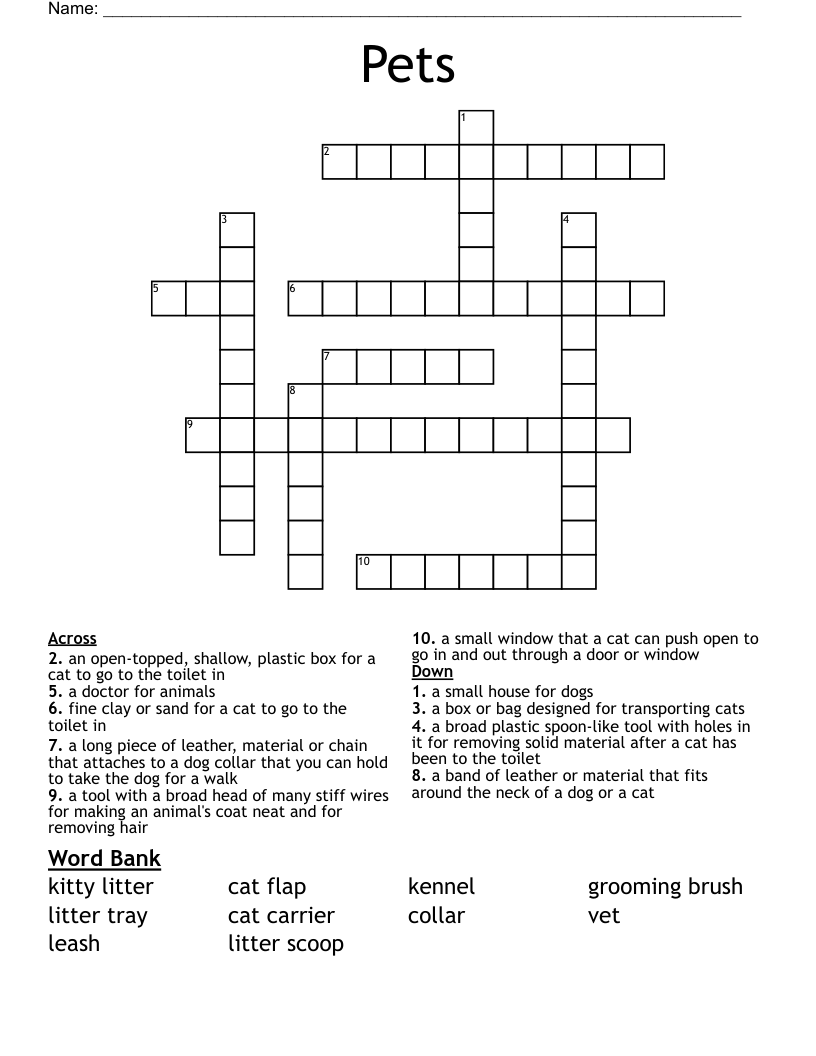 Pets Crossword