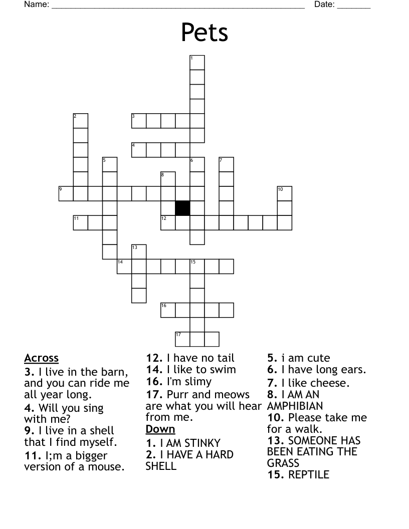 Pets Crossword