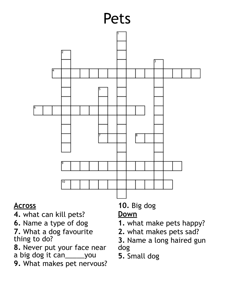 Pets  Crossword