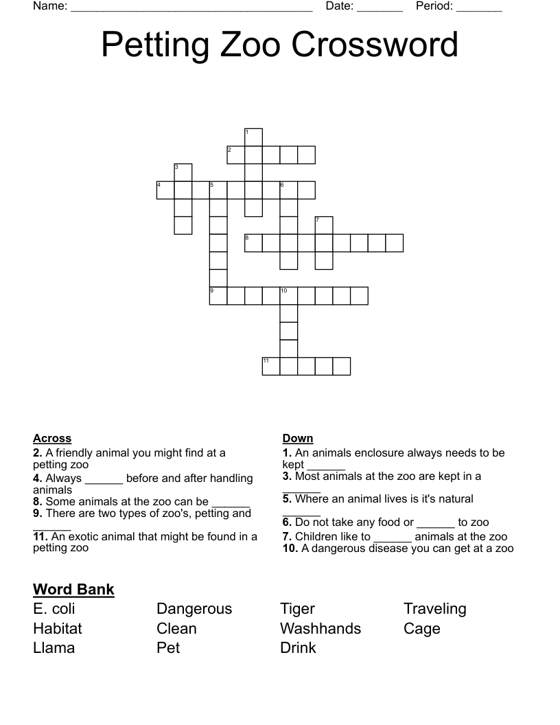 Petting Zoo Crossword