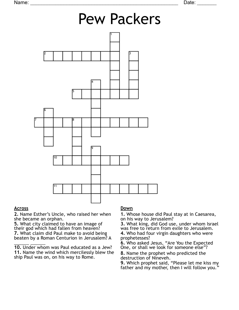 Pew Packers Crossword