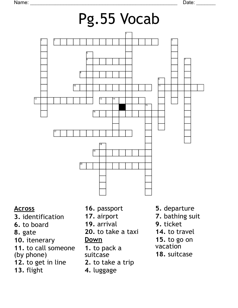 Pg.55 Vocab Crossword