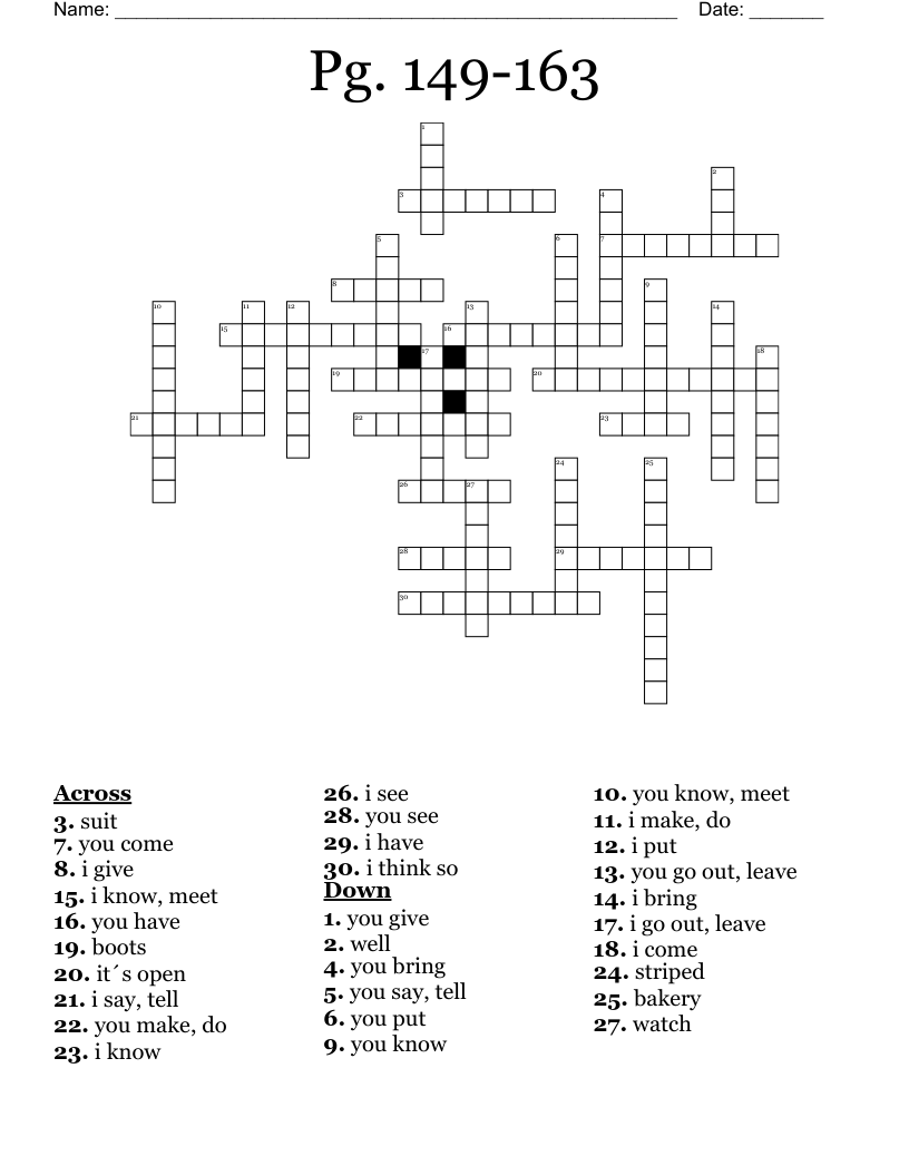 Pg. 149-163 Crossword