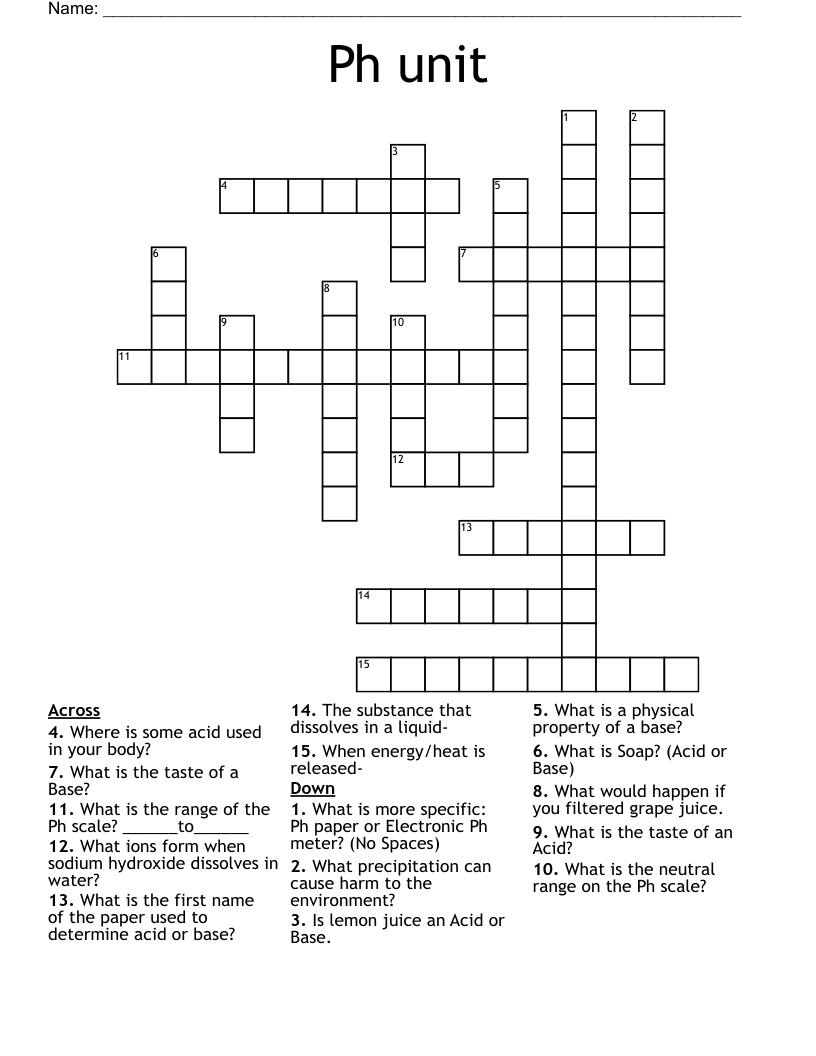 Ph unit Crossword